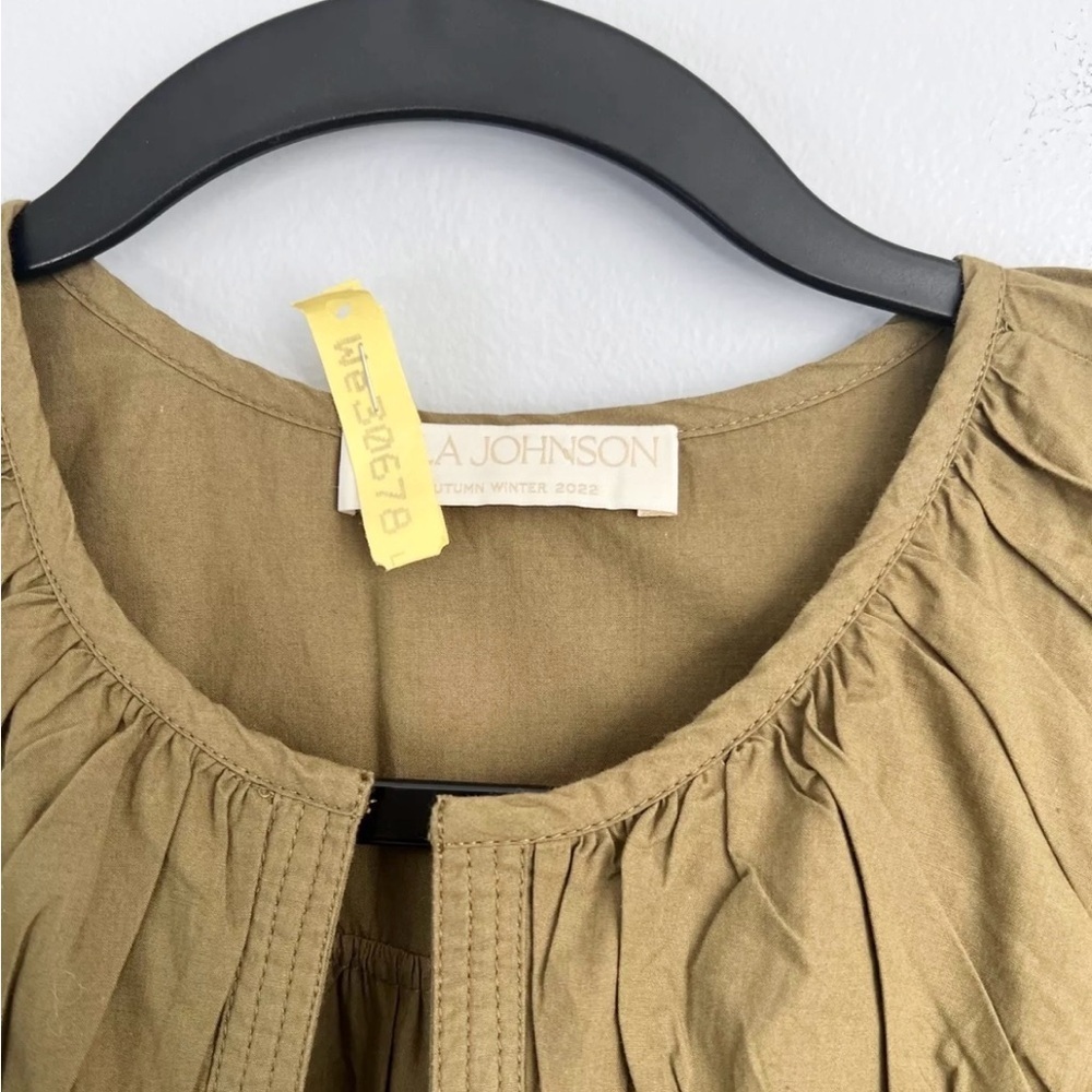 Ulla Johnson Size 6 • Green Rosa Puff Sleeve Poplin Mini Dress. - Picture 4 of 6